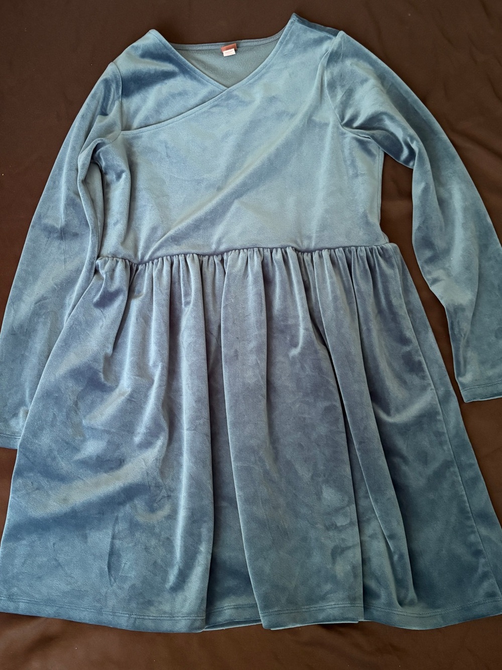 Tea Collection Blue Velvet Long-Sleeve Dress